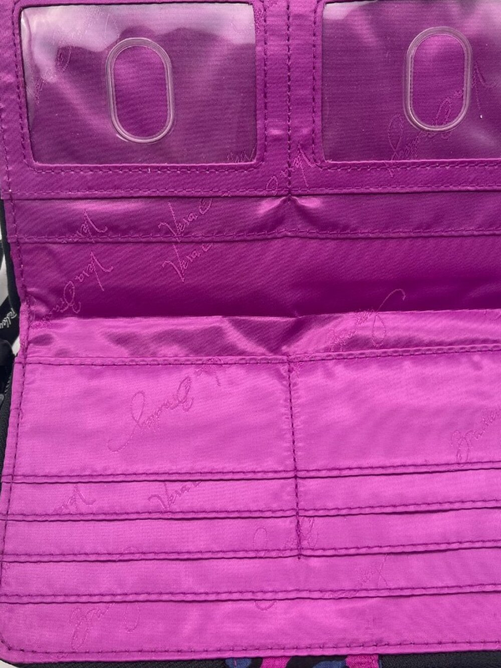 Vera Bradley Quilted Wallet With Turn Lock Purple Leopard Cheetah Print T20 - Picture 6 of 8